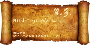 Mihályi Zéta névjegykártya